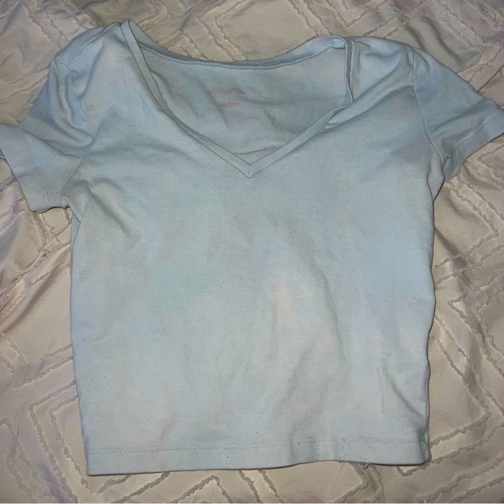Wild Fable Basic Light Blue Crop Tee